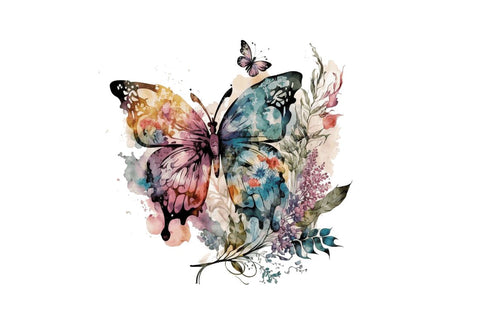 Retro Butterfly Floral clipart Bundle Sublimation Regulrcrative 