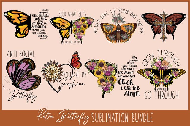 Retro Butterfly Sublimation Bundle Sublimation Jagonath Roy 
