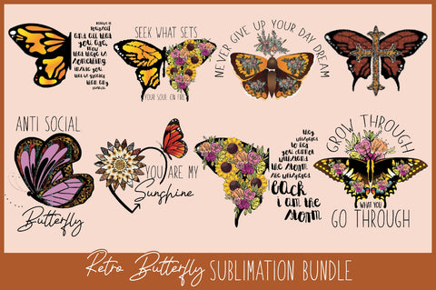 Retro Butterfly Sublimation Bundle Sublimation Jagonath Roy 