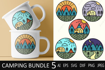 Retro camping bundle svg, Travel vintage badge design, Camp life svg SVG AnastasiyaArtDesign 