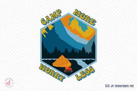 Retro Camping PNG | Camp More Worry Less Sublimation CraftLabSVG 