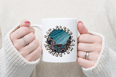 Retro Camping PNG - Eat Sleep Camp Repeat Sublimation CraftLabSVG 