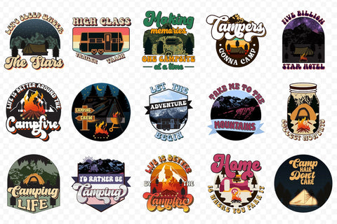 Retro Camping PNG Sublimation Bundle Sublimation CraftLabSVG 