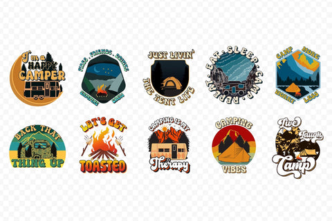 Retro Camping PNG Sublimation Bundle Sublimation CraftLabSVG 