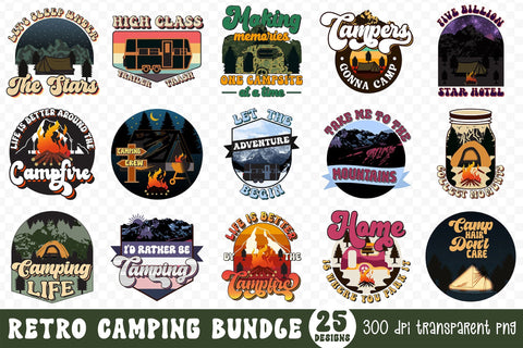 Retro Camping PNG Sublimation Bundle Sublimation CraftLabSVG 