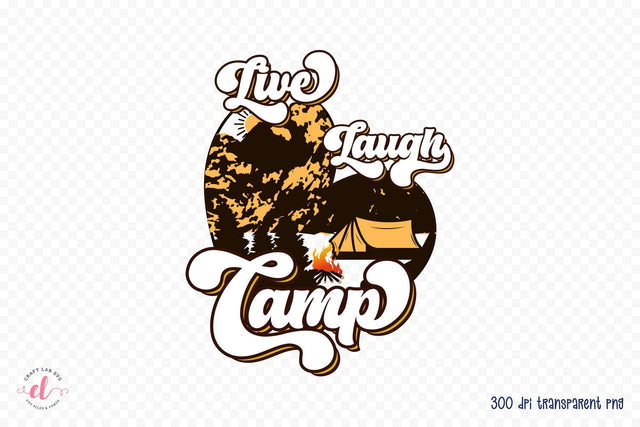 Retro Camping Sublimation, Live Laugh Camp PNG Sublimation CraftLabSVG 