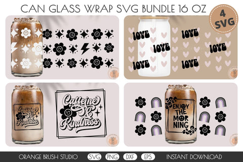 Retro Can Glass Bundle 16 Oz Libbey Glass Wrap SVG SVG OrangeBrushStudio 