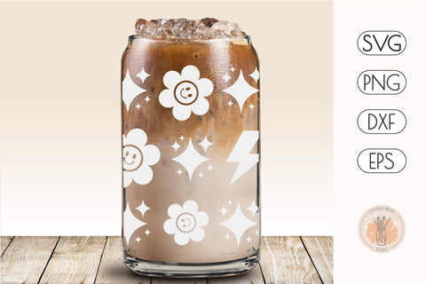 Retro Can Glass Wrap SVG For Beer Coffee 16 Oz SVG OrangeBrushStudio 