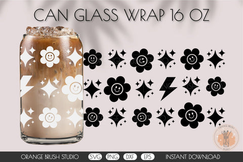 Retro Can Glass Wrap SVG For Beer Coffee 16 Oz SVG OrangeBrushStudio 