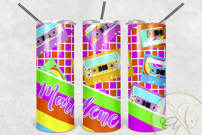 Retro Cassette Black Graduation PB props/ Any Year/ Pink and Orange Sublimation Marlene Campos 