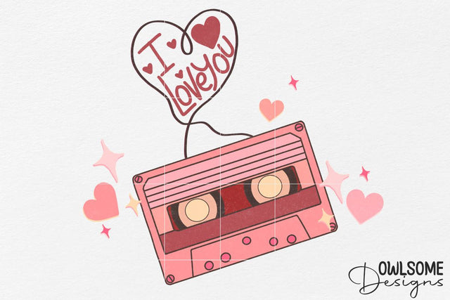 Retro Cassette Valentine PNG Sublimation Sublimation Owlsome.Designs 
