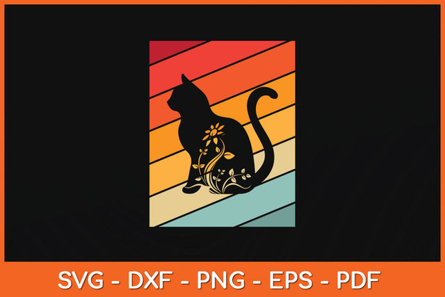 Retro Cat Gift Black Cat Svg Png Dxf Digital Cutting File SVG Helal 