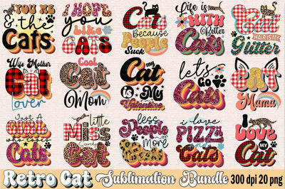Retro Cat Sublimation Bundle Sublimation SVGArt 