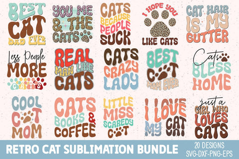 Retro Cat Sublimation Bundle SVG fokiira 