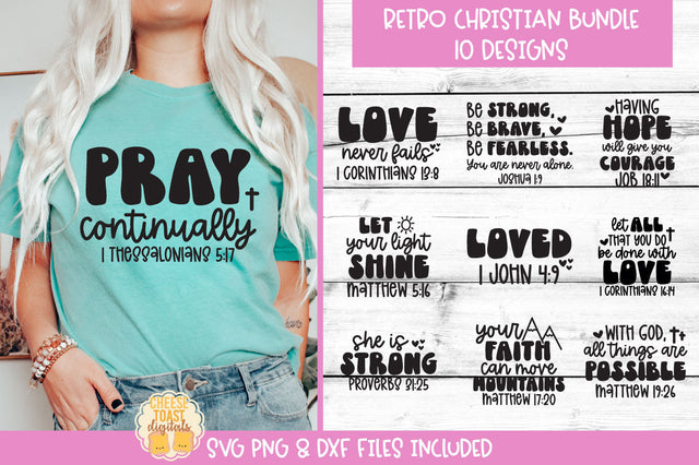 Retro Christian SVG Bundle | 10 Religious Shirt Quotes SVG Cheese Toast Digitals 