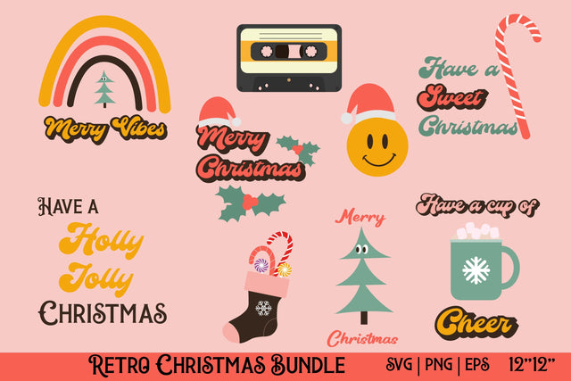 Retro Christmas Bundle | Christmas SVG Sublimation Helga Art 
