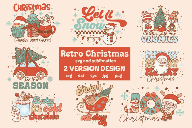 Retro christmas Bundle svg and sublimation SVG dadan_pm 