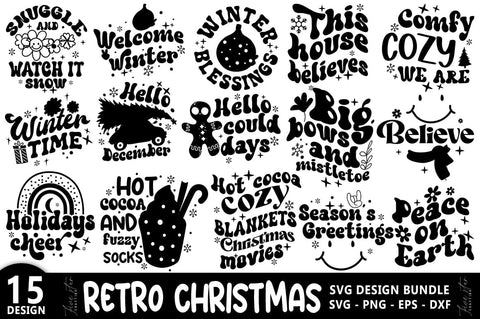Retro Christmas Bundle, Winter SVG Bundle Design SVG FiveStarCrafting 
