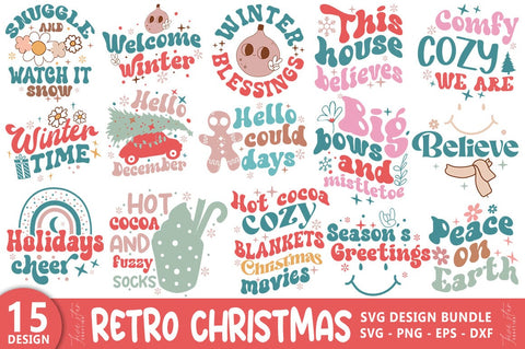 Retro Christmas Bundle, Winter SVG Bundle Design SVG FiveStarCrafting 