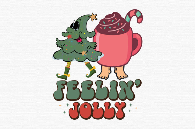 Retro Christmas Feelin Jolly Sublimation SVG designartist 
