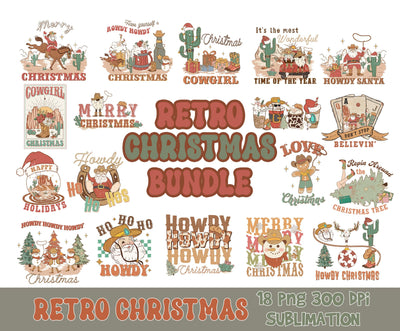 Retro Christmas PNG Bundle, Christmas Retro Png, Christmas Png, 18 Png Designs, Merry Christmas Png, Png Sublimation Sublimation BOO-design 