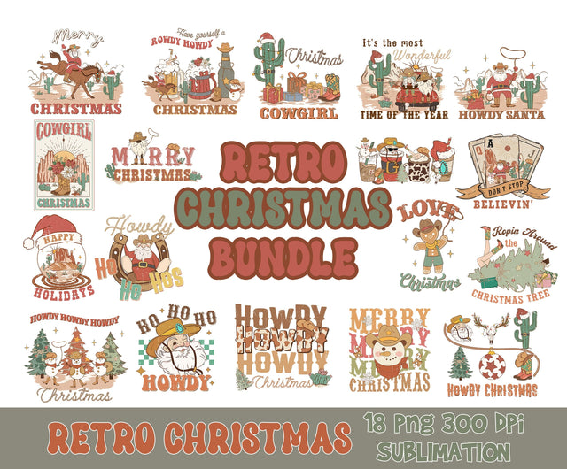 Retro Christmas PNG Bundle, Christmas Retro Png, Christmas Png, 18 Png Designs, Merry Christmas Png, Png Sublimation Sublimation BOO-design 