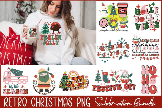 Retro Christmas PNG Sublimation Bundle Sublimation Rupkotha 