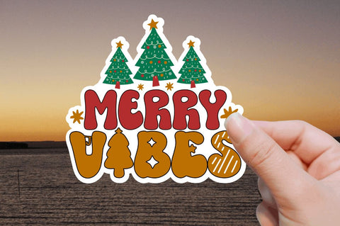 Retro Christmas Printable Stickers Bundle Sublimation Regulrcrative 