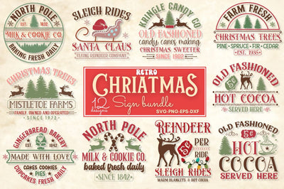 Retro Christmas Sign Svg Bundle SVG DESIGNISTIC 