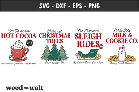 Retro Christmas Signs SVG Bundle | Holiday Signs PNG SVG Wood And Walt 