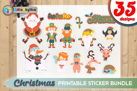 Retro Christmas Sticker Bundle / Printable PNG Clipart SVG Artinrhythm shop 