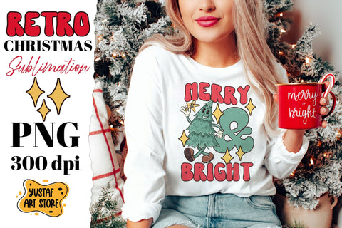 Retro Christmas sublimation Bundle. Groovy Christmas 8 PNG Sublimation Yustaf Art Store 