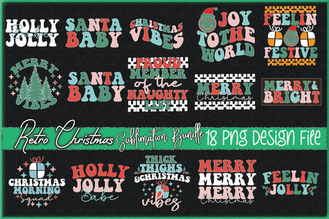Retro Christmas Sublimation Bundle Sublimation Creativeart88 