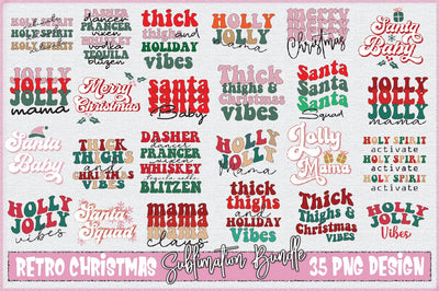 Retro Christmas sublimation Bundle Sublimation Creativeart88 