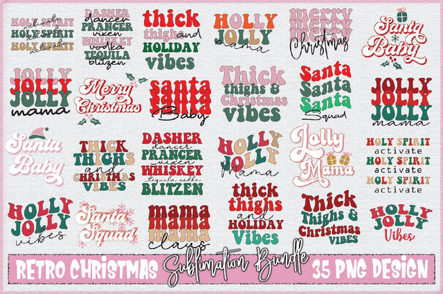 Retro Christmas sublimation Bundle Sublimation Creativeart88 