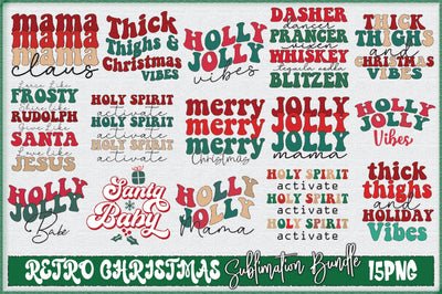 Retro Christmas Sublimation Bundle Sublimation Creativeart88 