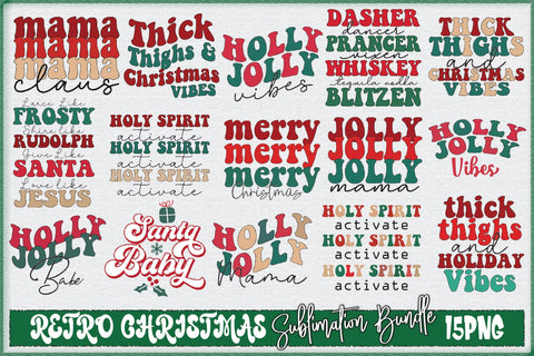 Retro Christmas Sublimation Bundle Sublimation Creativeart88 
