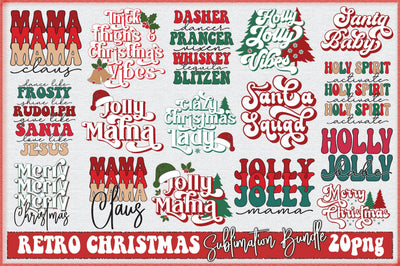 Retro Christmas Sublimation Bundle Sublimation Creativeart88 