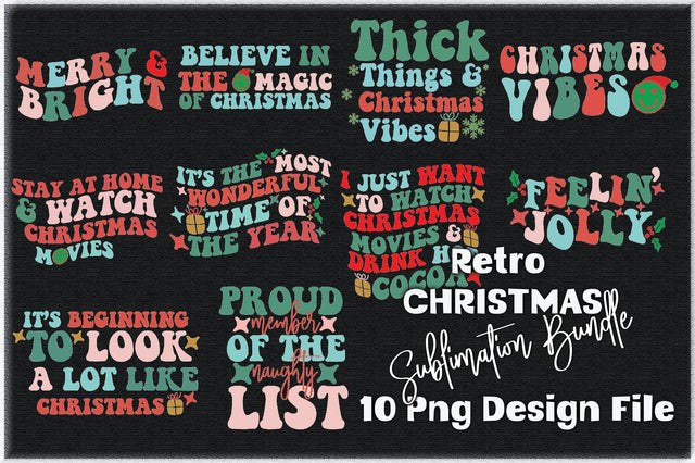 Retro Christmas Sublimation Bundle Sublimation Creativeart88 