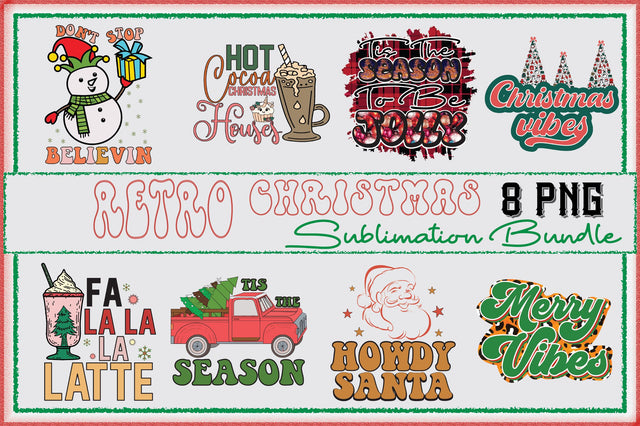 Retro Christmas Sublimation Bundle Sublimation Creativeart88 