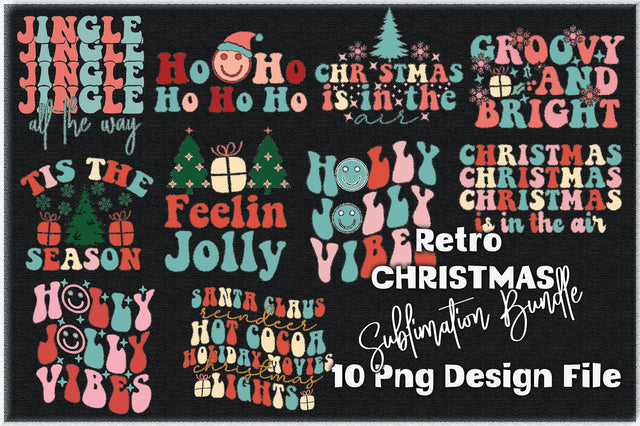 Retro Christmas Sublimation Bundle Sublimation Creativeart88 
