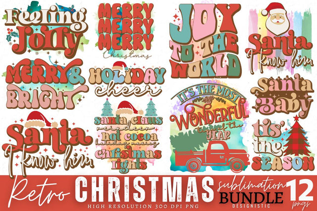 Retro Christmas Sublimation Bundle Sublimation DESIGNISTIC 