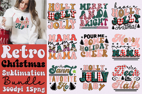 Retro Christmas sublimation Bundle Sublimation SVGArt 