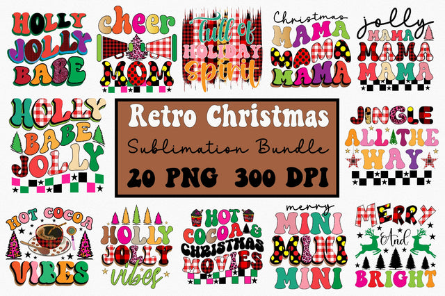 Retro Christmas sublimation Bundle Sublimation SVGArt 