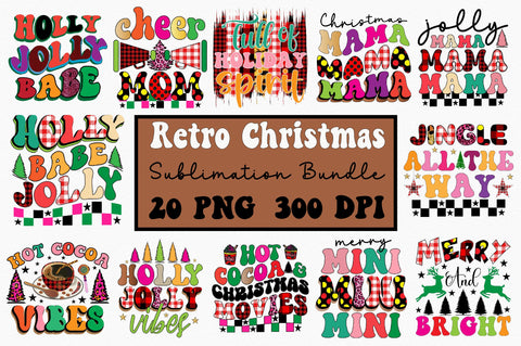 Retro Christmas sublimation Bundle Sublimation SVGArt 
