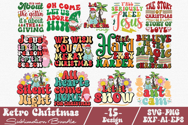 Retro Christmas Sublimation Bundle SVG designartist 