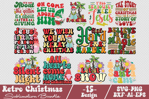 Retro Christmas Sublimation Bundle SVG designartist 