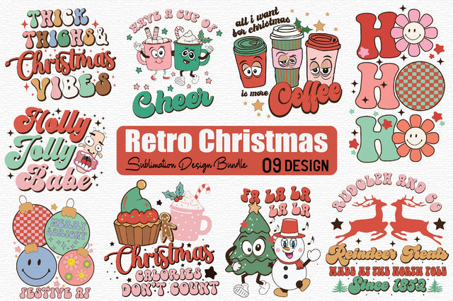 Retro Christmas Sublimation Bundle SVG designartist 