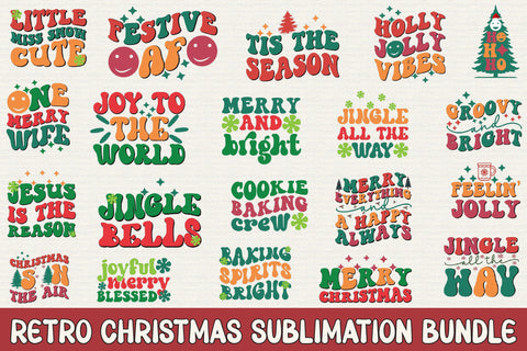 Retro Christmas Sublimation Bundle SVG Rupkotha 