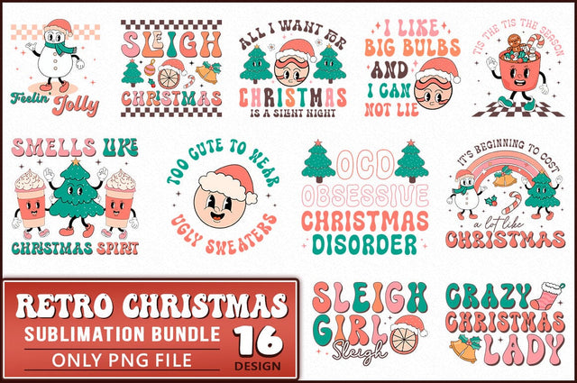 Retro Christmas Sublimation Bundle SVG Shetara Begum 